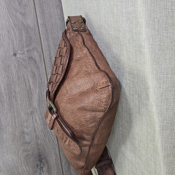 Civico93 Brown Leather Woven Crossbody Shoulder Bag Purse - Picture 7 of 14